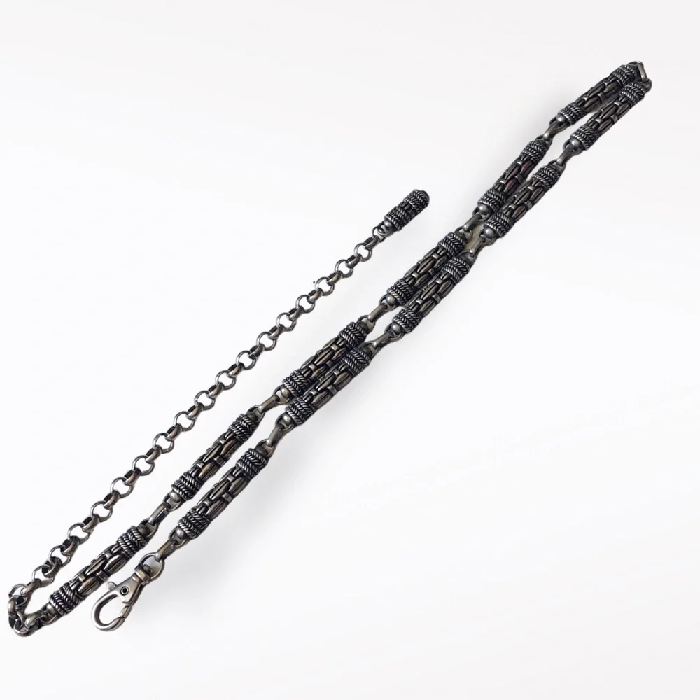 Vintage Metal Chain Belt Y2K Antiqued Silver Links Medium